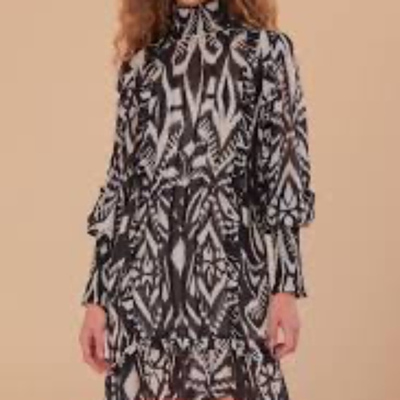 Farm Rio Pineapple Ikat Mini Dress- Black - Picture 2 of 3
